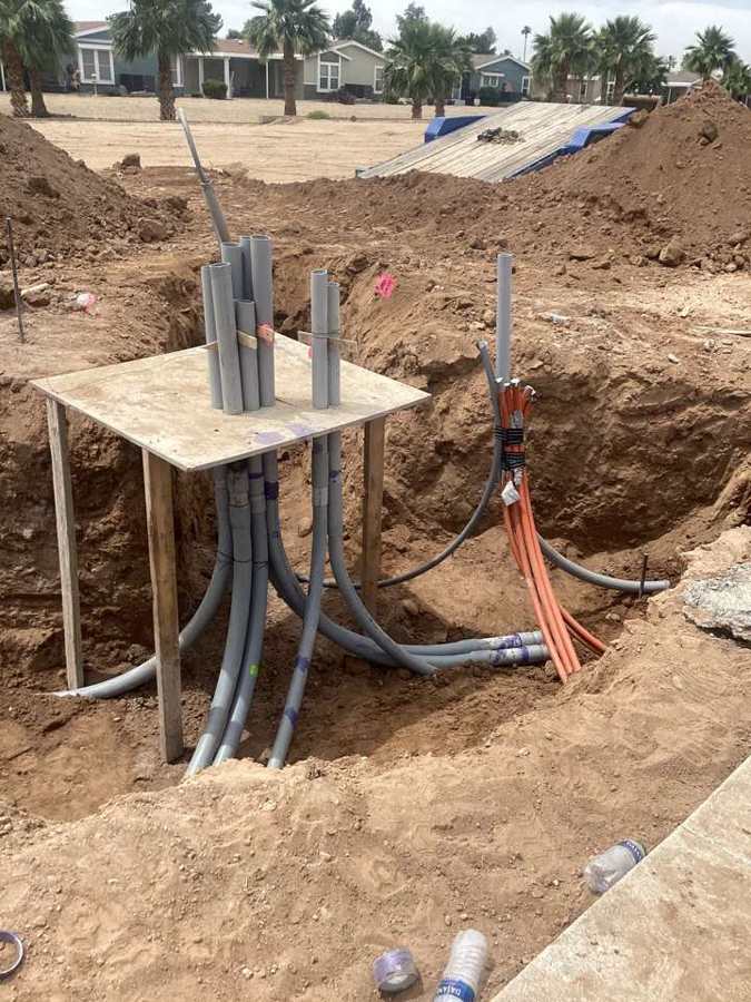 Electrical conduit stub-ups set on a template