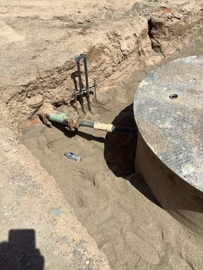 Force main connection at the new wet well