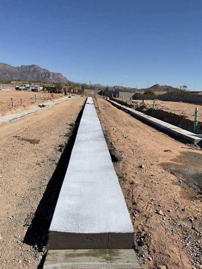 New curb with the mountains behind