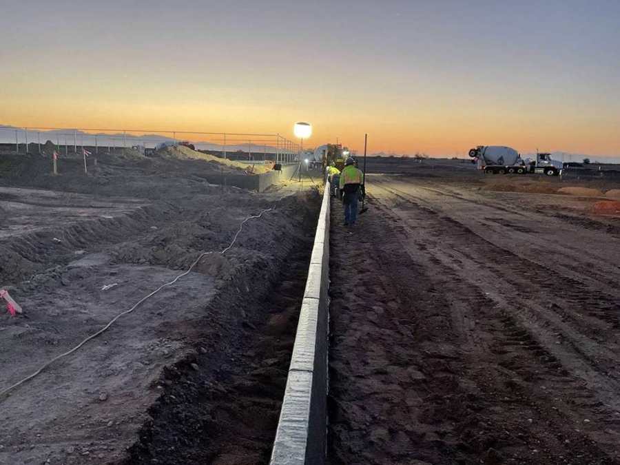 New curb line at sunrise