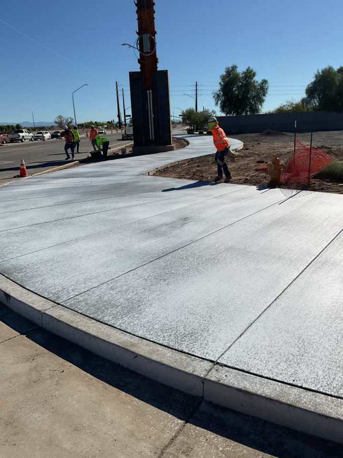 New curved sidewalk