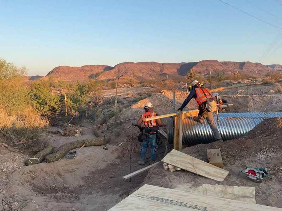 Storm pipe install in the desert