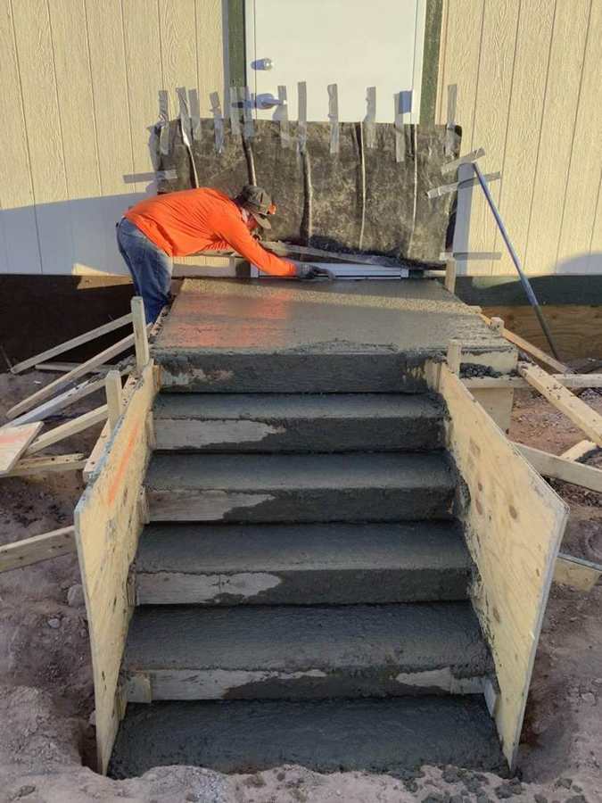 Pouring ADA stairs at a classroom building
