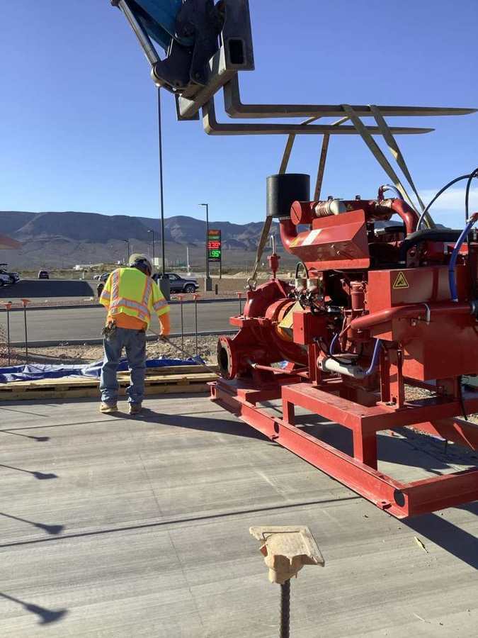 Setting a diesel fire pump skid