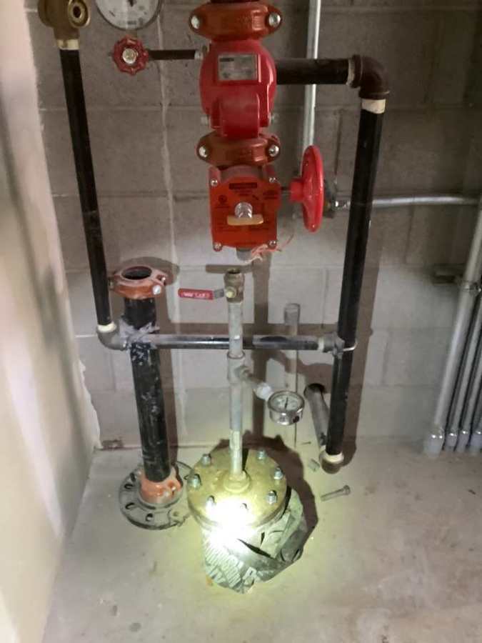 Fire line riser connection in the riser room