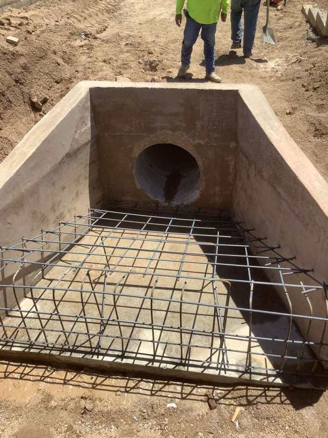 Headwall rebar around a storm outfall
