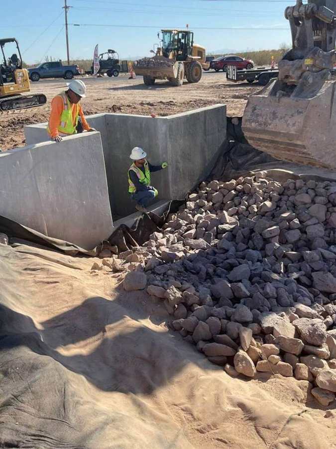 Headwall with riprap outlet
