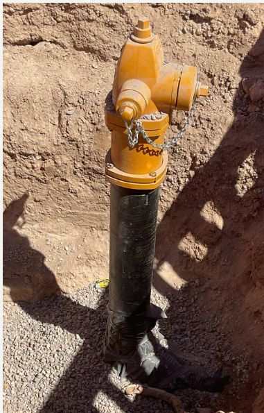 New fire hydrant set in the trench