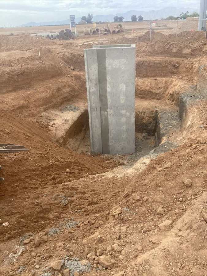 Poured irrigation structure ready for backfill