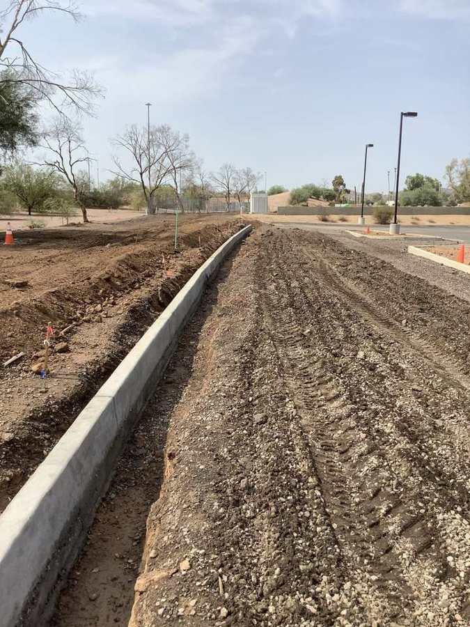 New curb and gutter along a commercial frontage