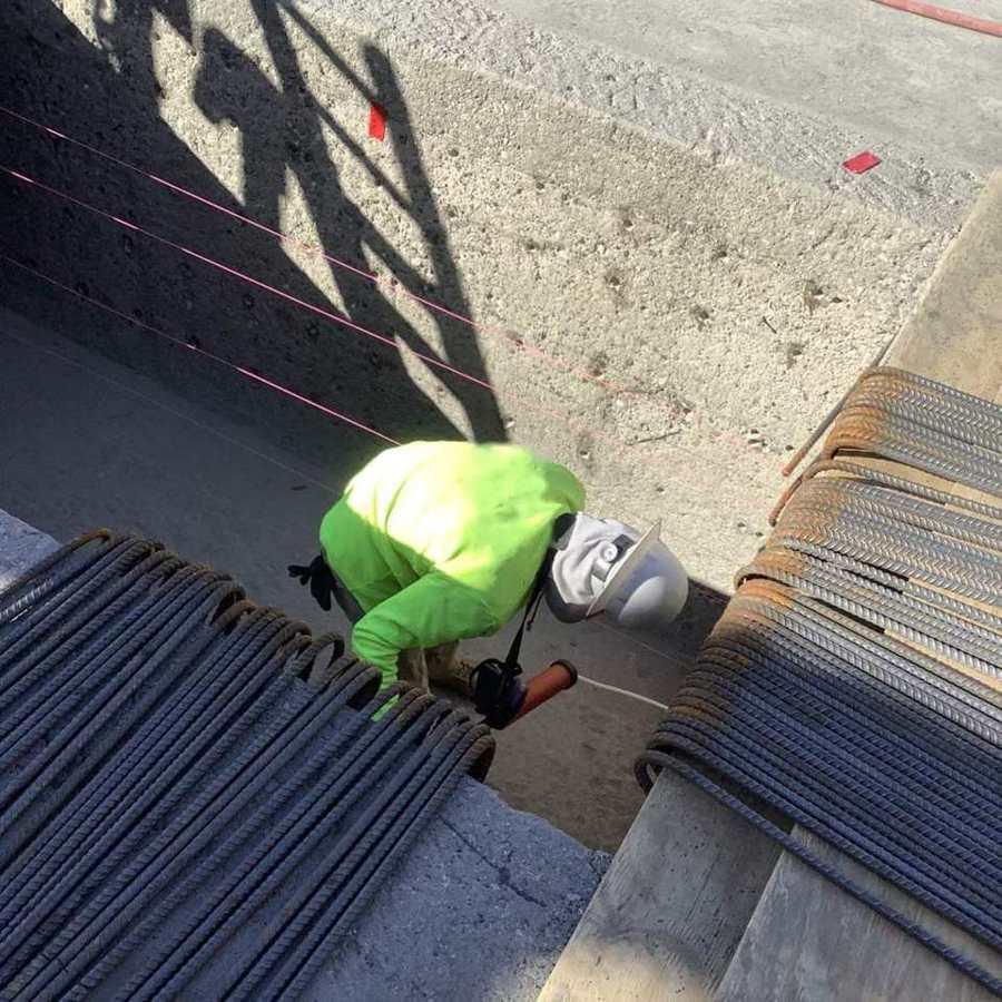 Prepping rebar for the new channel walls