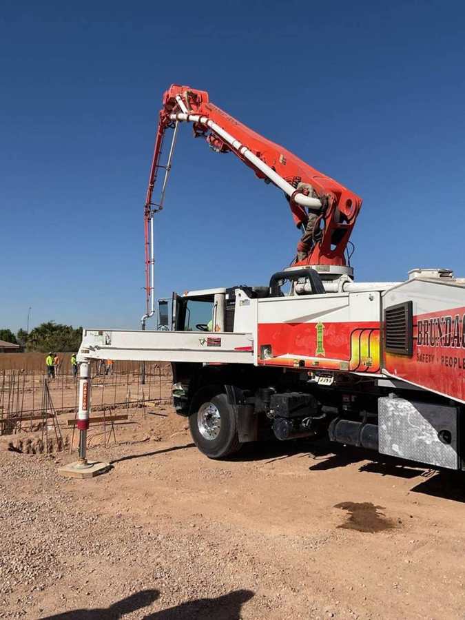 Concrete pump set up for a pour