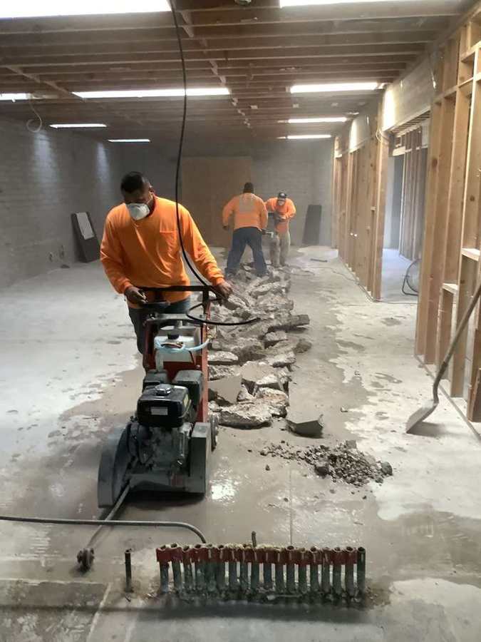Sawcutting and removing an interior slab