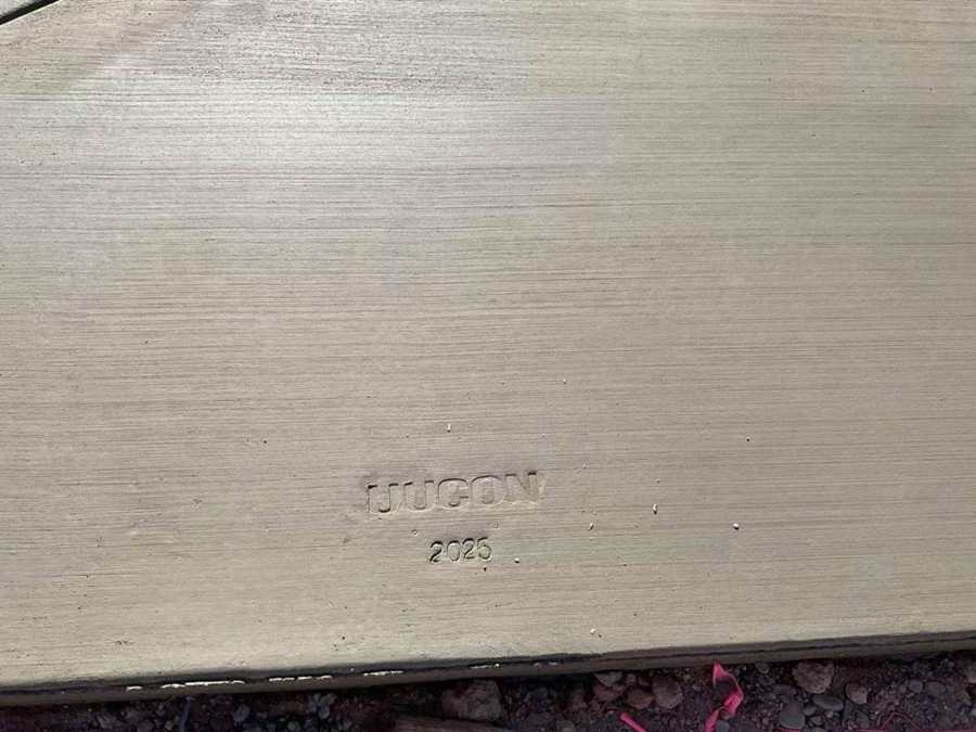 Our stamp in the finished concrete