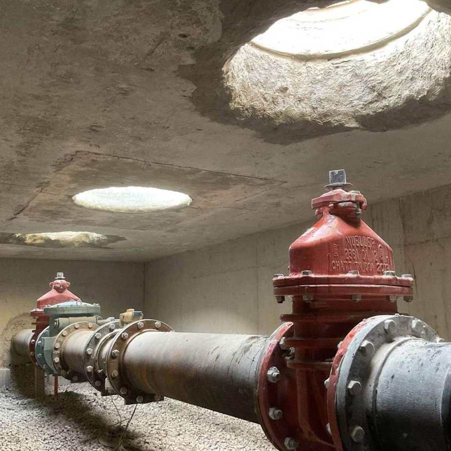 Gate valves inside a water vault